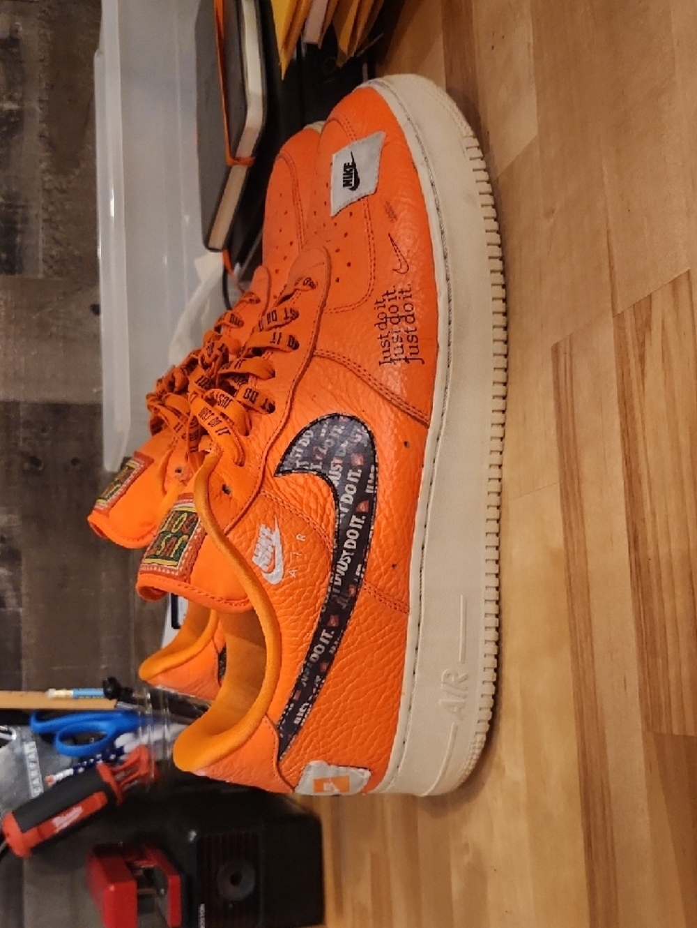 Nike Orange 'Just Do It' Swoosh Low-Top Sneakers AF1 - Picture 5 of 11